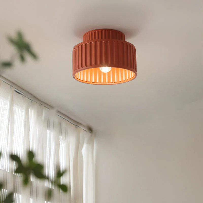 Vintage Cream Style Drum Semi Flush Mount Ceiling Lamp - Image 26