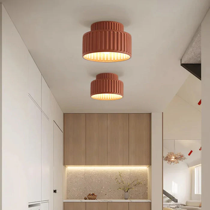 Vintage Cream Style Drum Semi Flush Mount Ceiling Lamp - Image 27