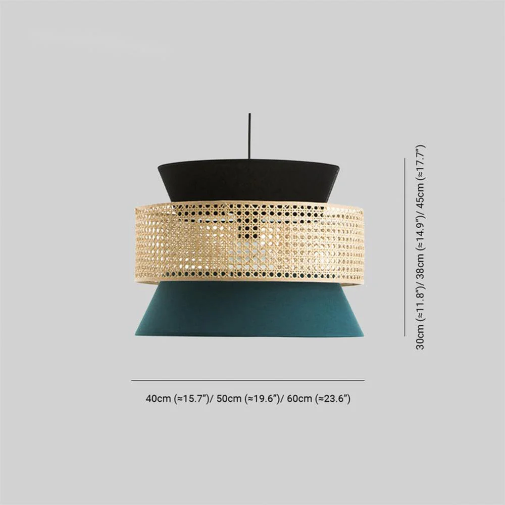 Vintage Handmade Fabric Rattan Pendant Light - Image 6
