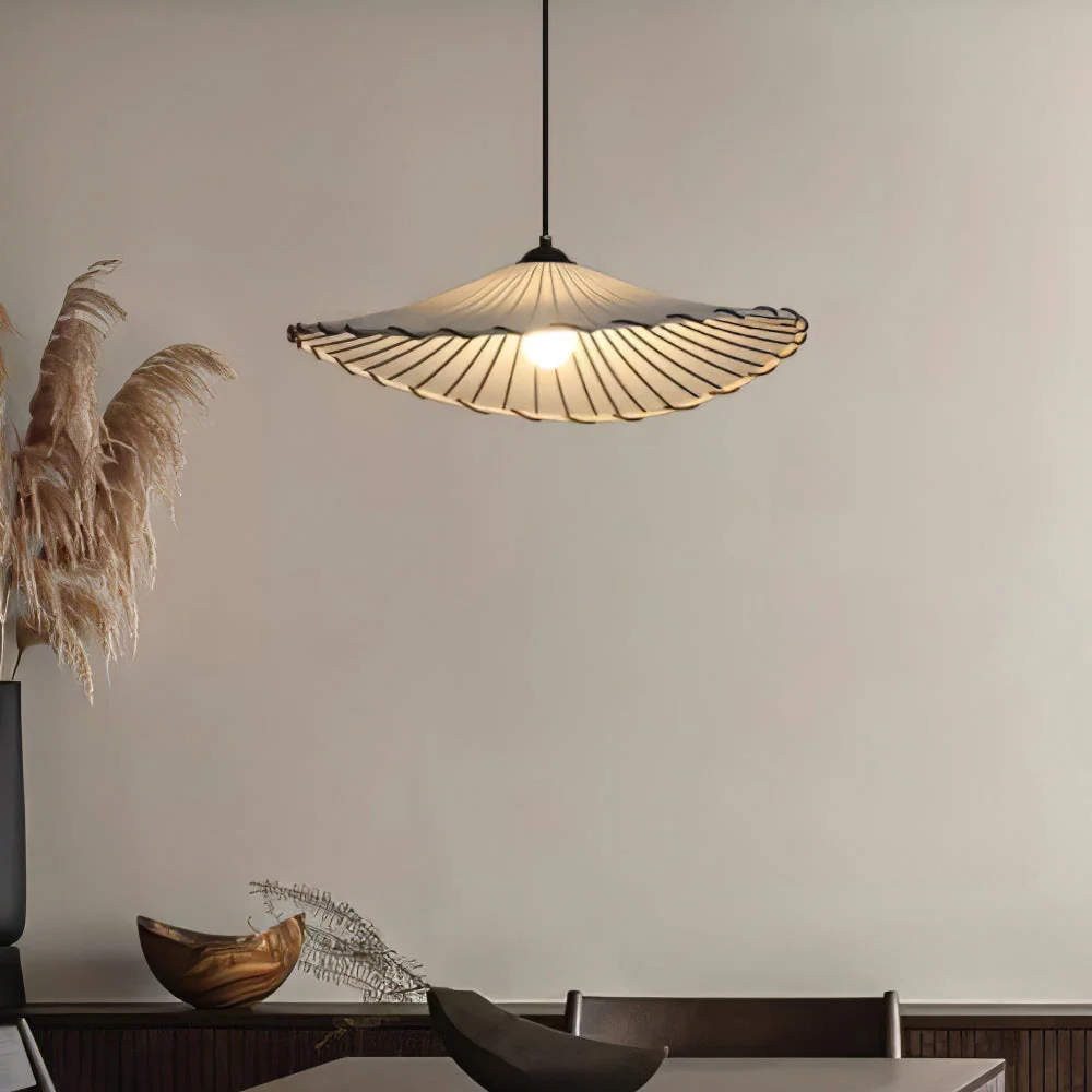 Vintage Lotus Leaf Fabric Pendant Light - Image 2