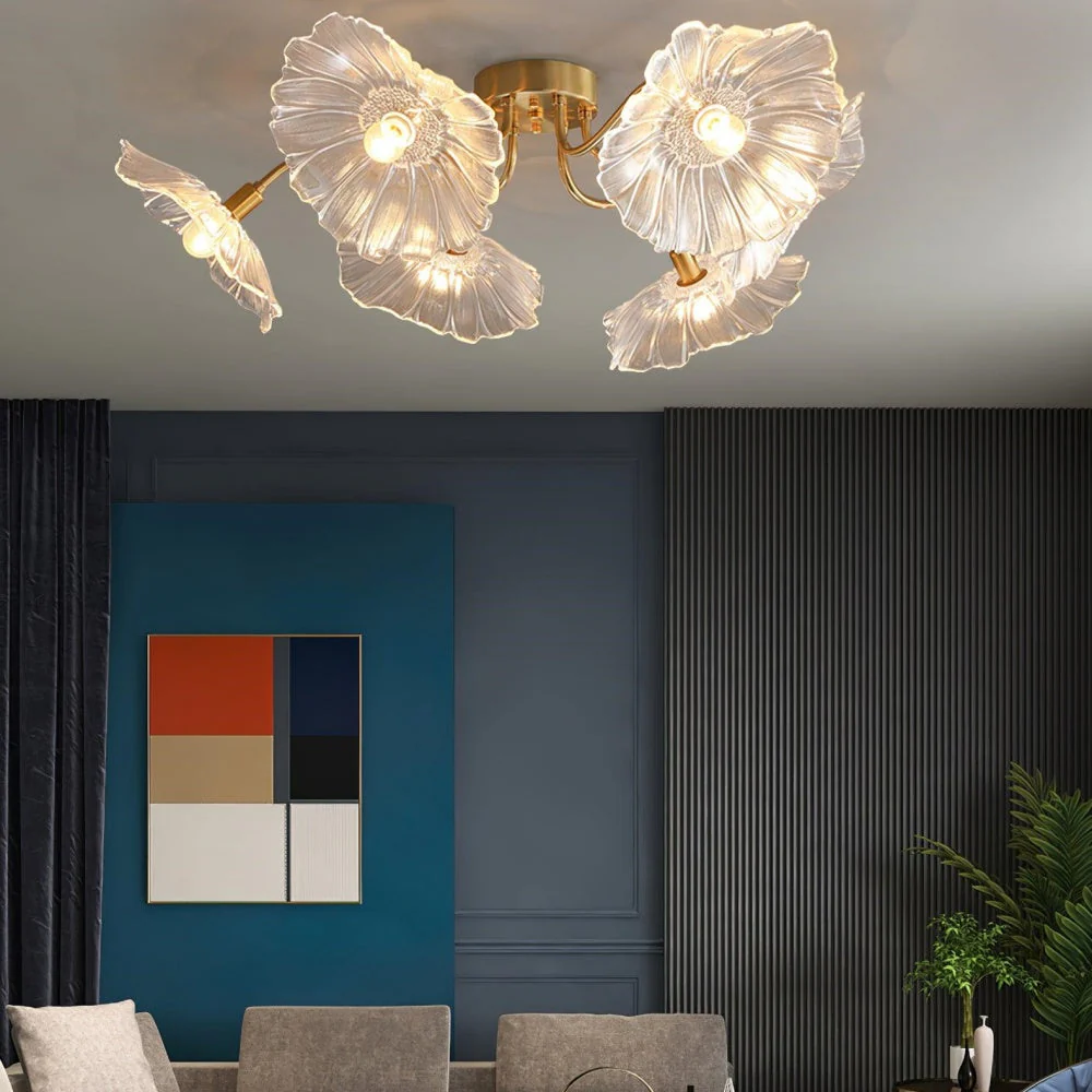 Vintage Lotus Leaf Glass Ceiling Light - Image 11