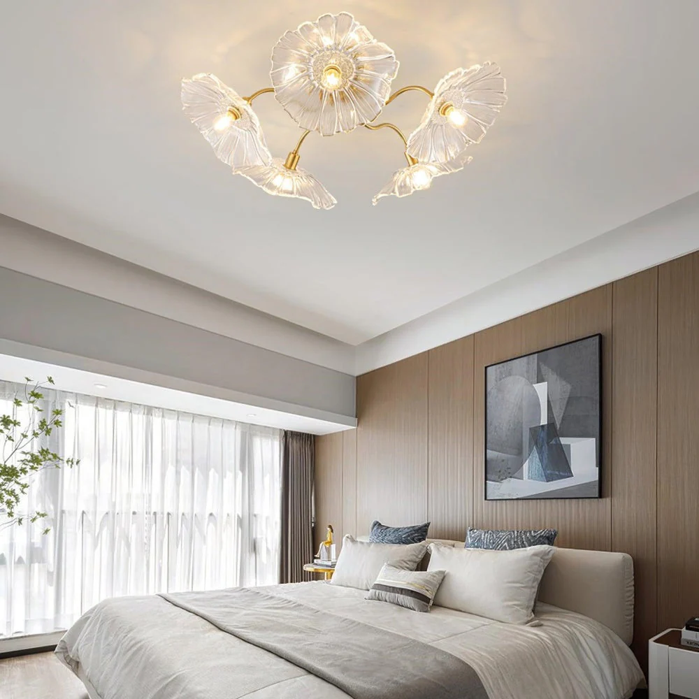 Vintage Lotus Leaf Glass Ceiling Light - Image 12