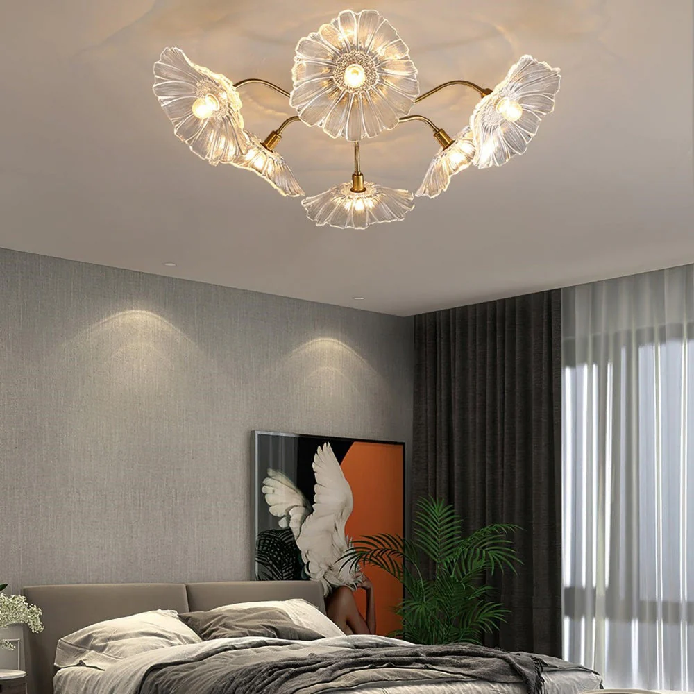 Vintage Lotus Leaf Glass Ceiling Light - Image 13
