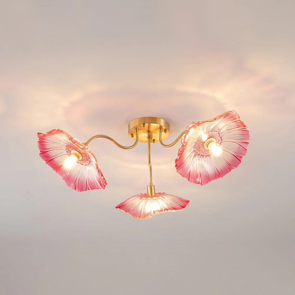 Vintage Lotus Leaf Glass Ceiling Light - Image 14