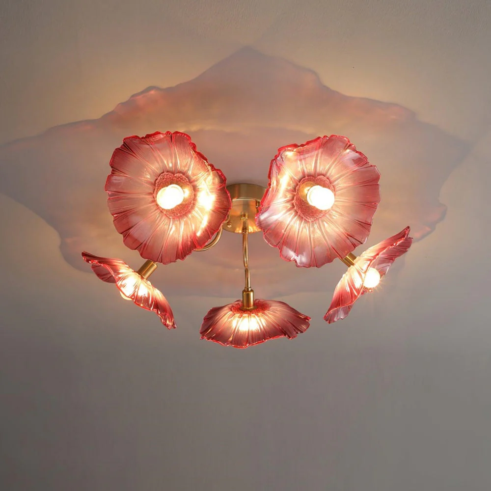 Vintage Lotus Leaf Glass Ceiling Light - Image 18