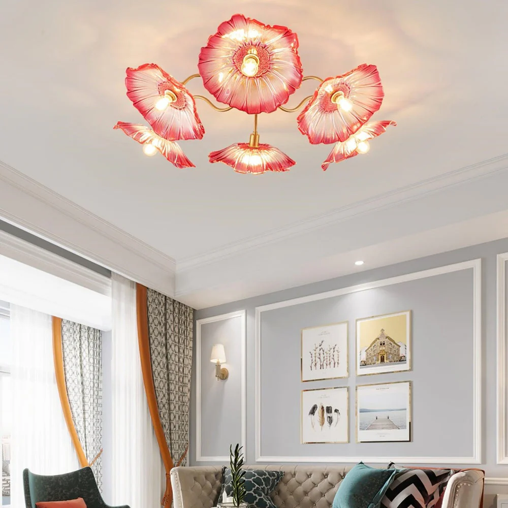 Vintage Lotus Leaf Glass Ceiling Light - Image 22