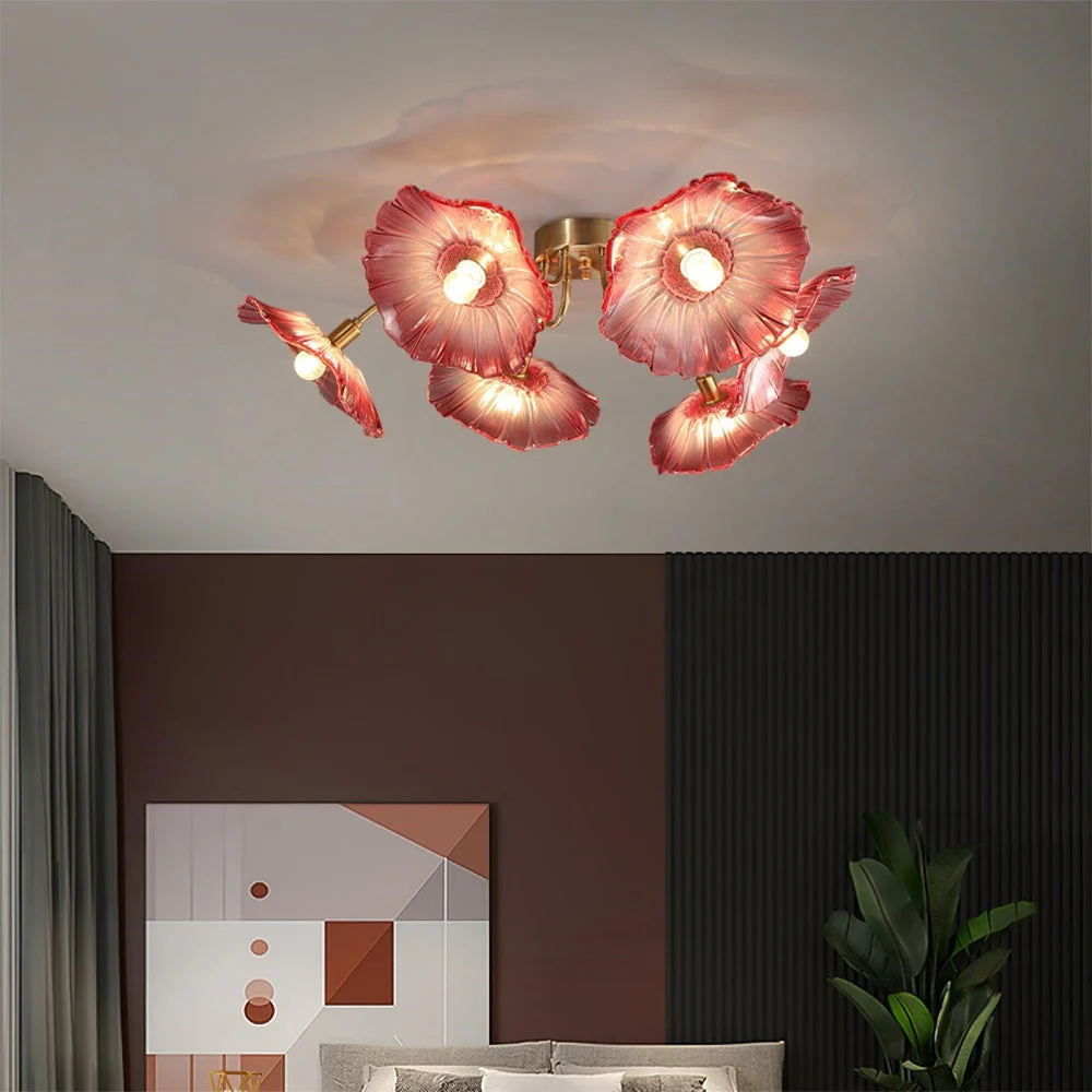 Vintage Lotus Leaf Glass Ceiling Light - Image 23