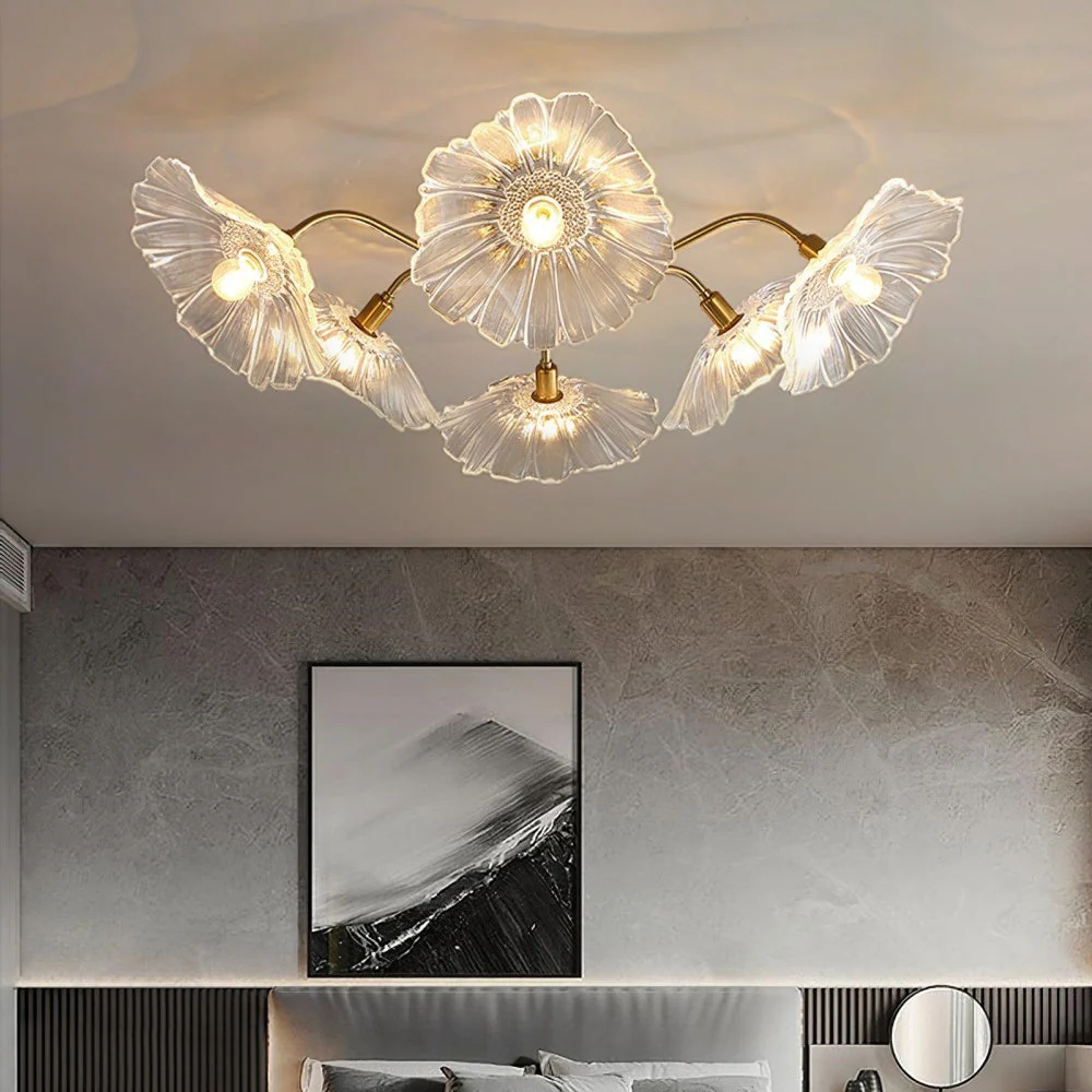 Vintage Lotus Leaf Glass Ceiling Light - Image 3