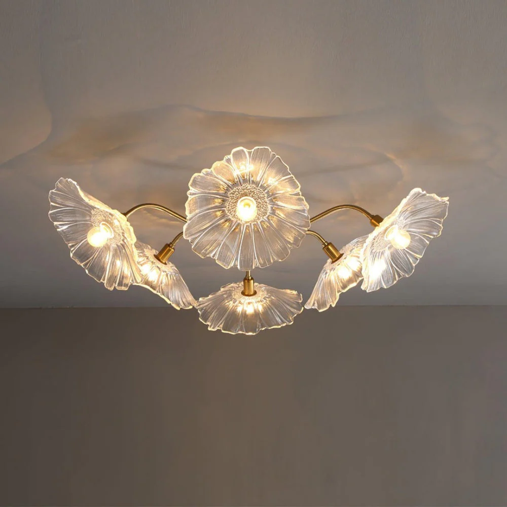 Vintage Lotus Leaf Glass Ceiling Light - Image 4