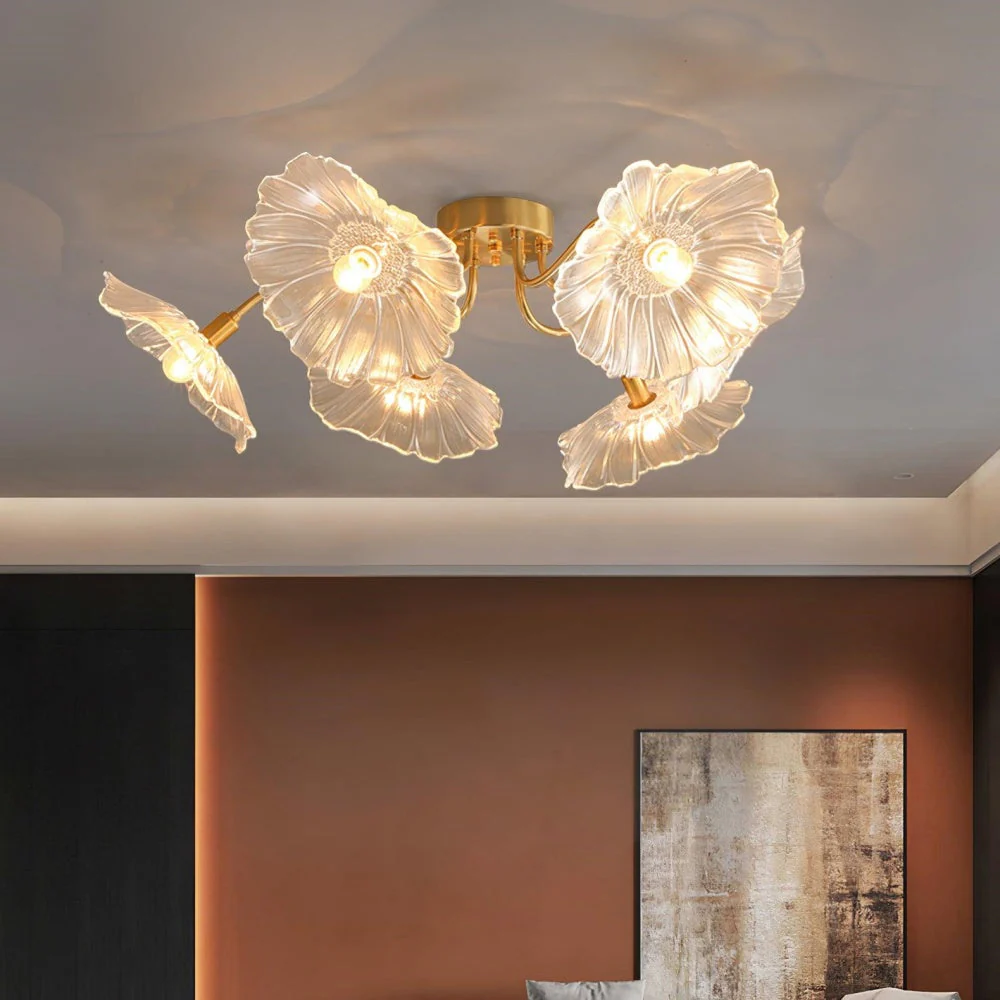 Vintage Lotus Leaf Glass Ceiling Light - Image 5