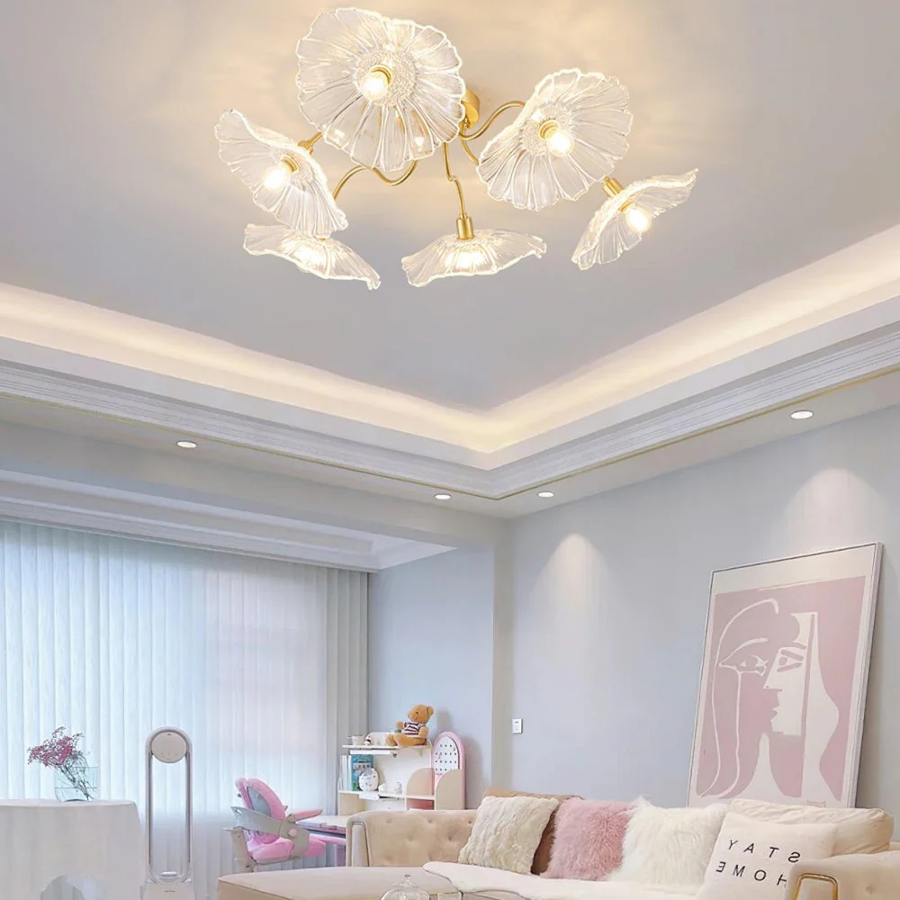 Vintage Lotus Leaf Glass Ceiling Light - Image 8