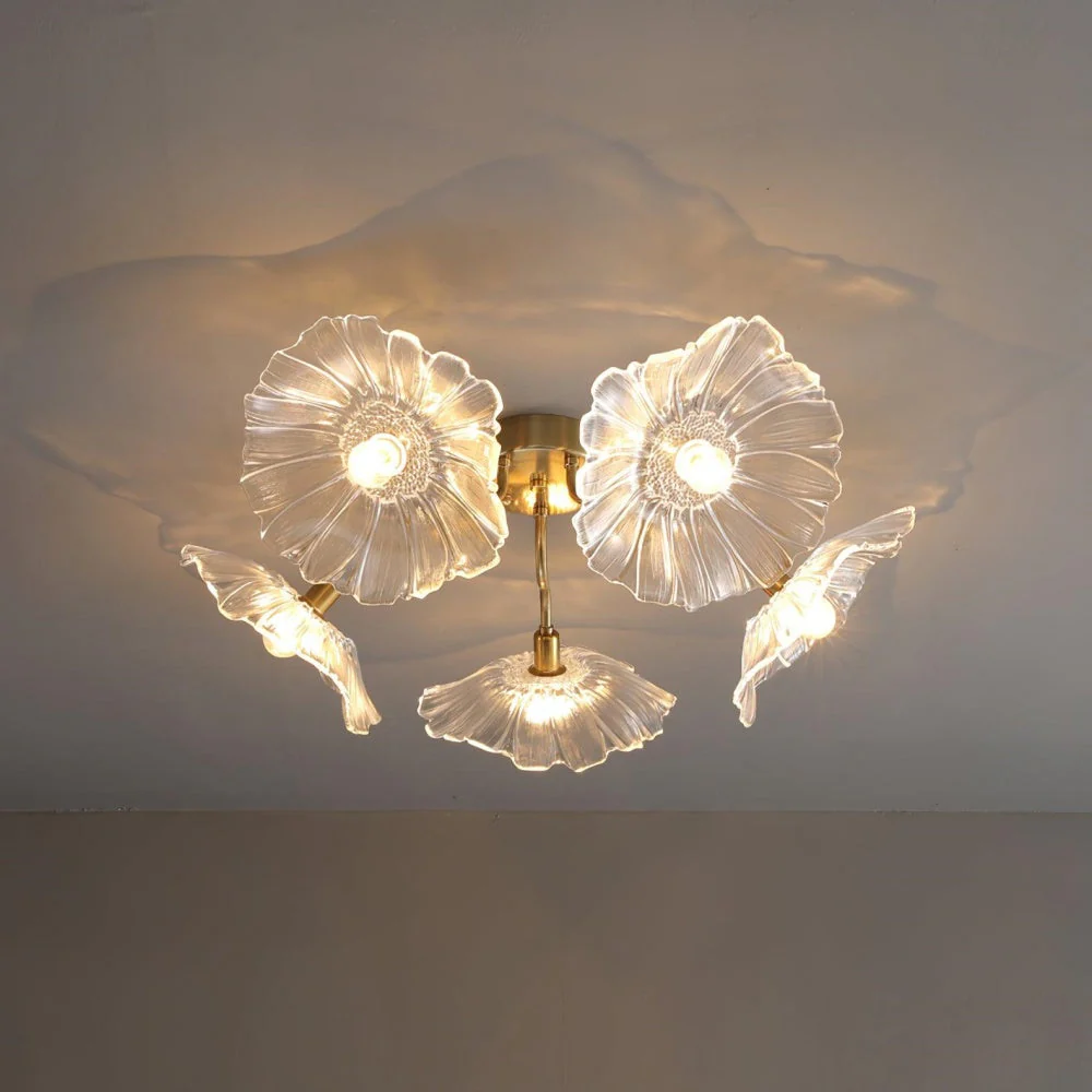 Vintage Lotus Leaf Glass Ceiling Light - Image 9