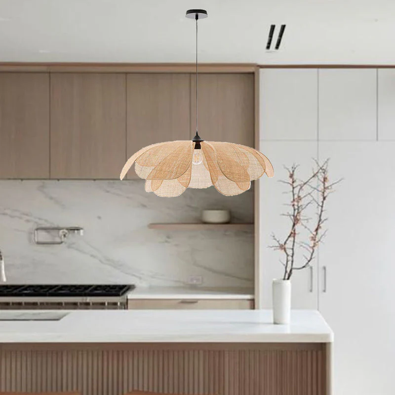 Vintage Petal Rattan Ceiling Pendant Light - Image 17