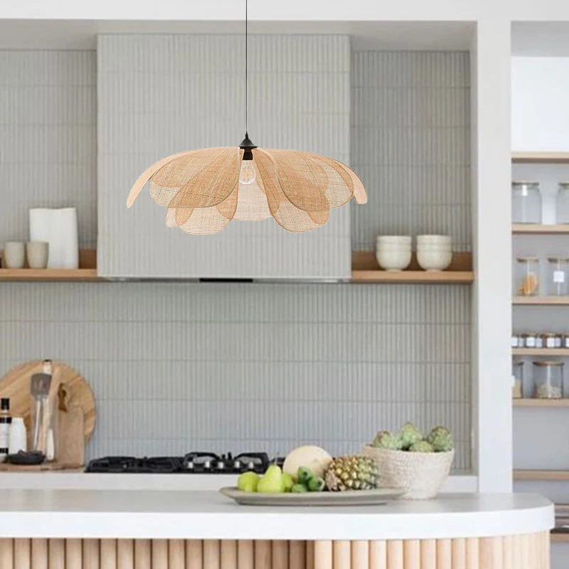 Vintage Petal Rattan Ceiling Pendant Light - Image 18