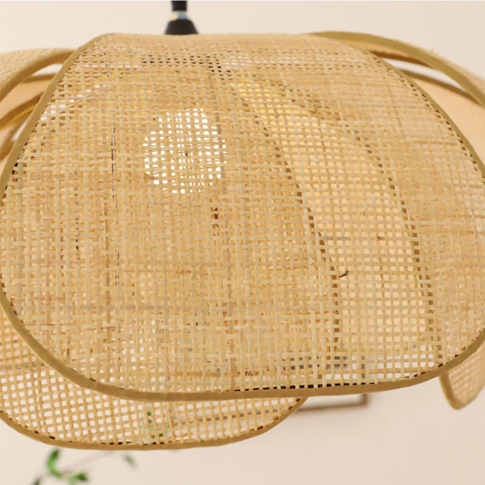 Vintage Petal Rattan Ceiling Pendant Light - Image 23