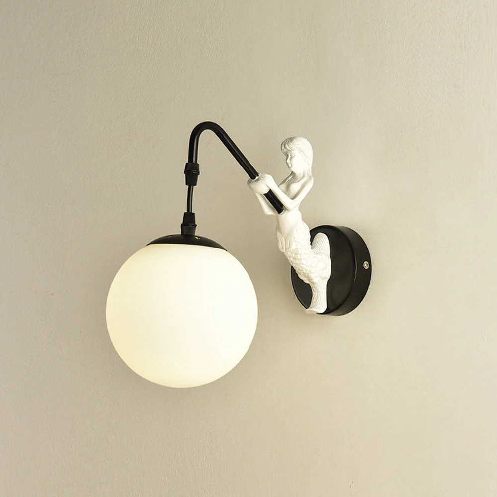 Vintage White Glass Ball Wall Light - Image 5