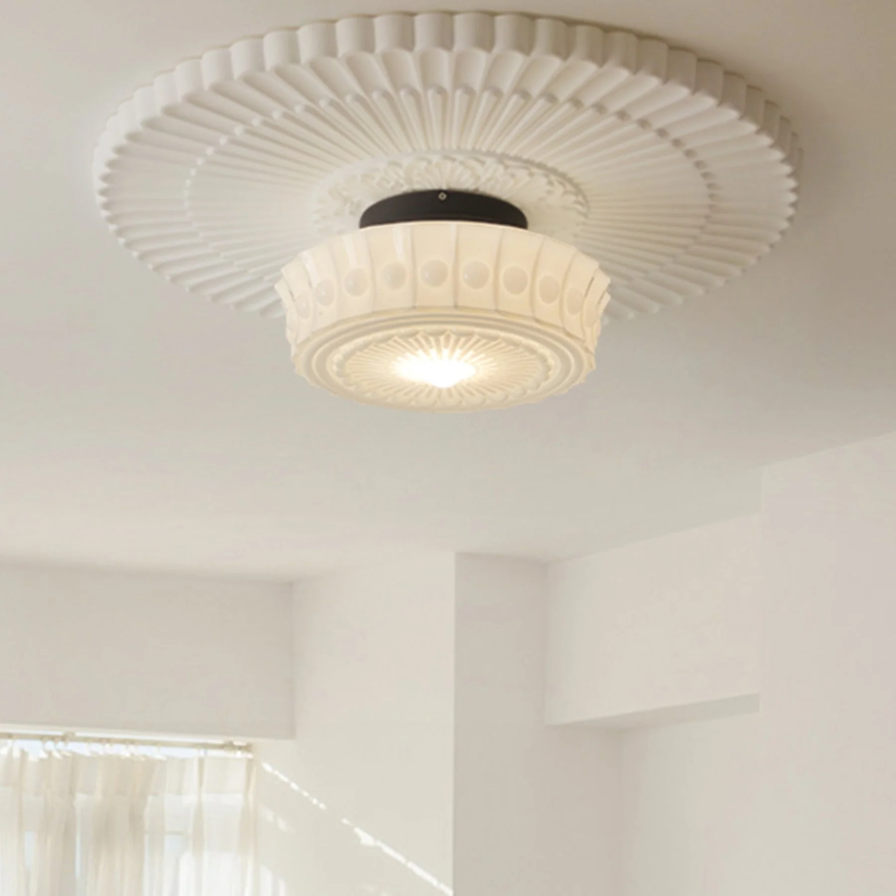 White Vintage Round Pendant Light - Image 11