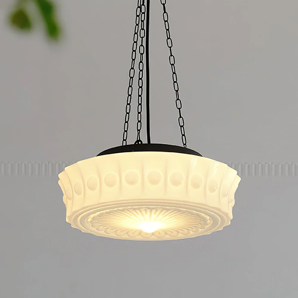 White Vintage Round Pendant Light - Image 13