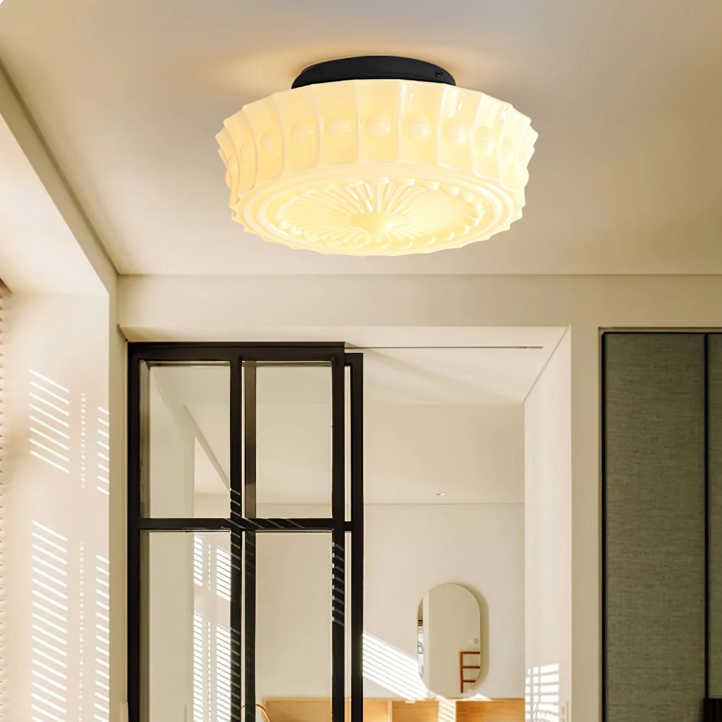 White Vintage Round Pendant Light - Image 17