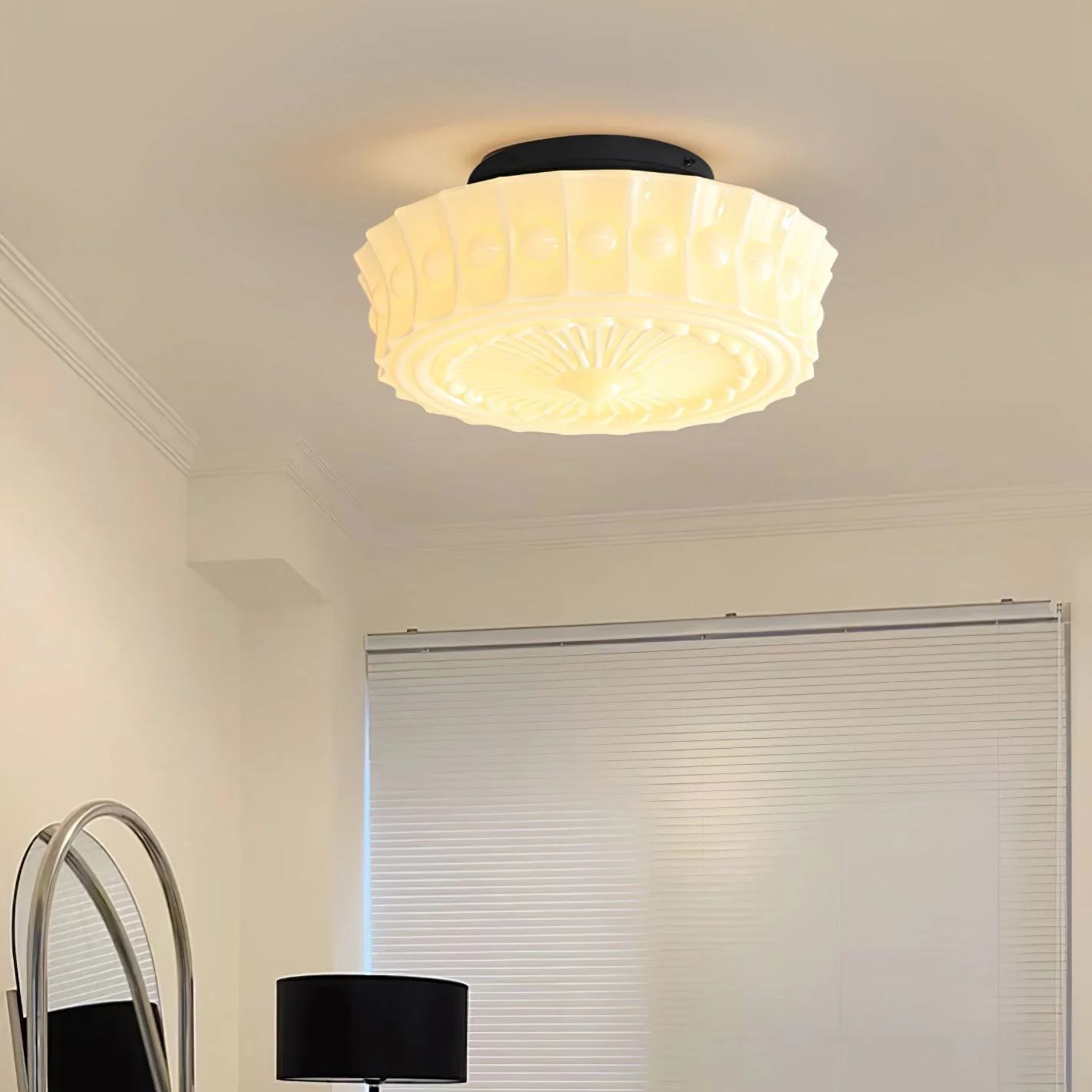 White Vintage Round Pendant Light - Image 18