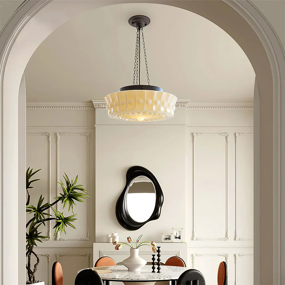 White Vintage Round Pendant Light - Image 19