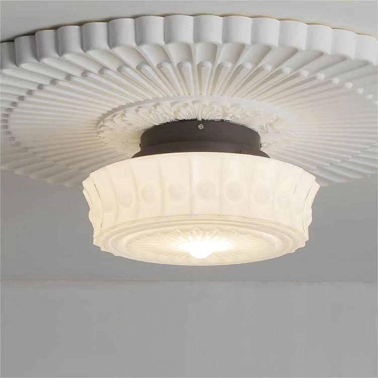 White Vintage Round Pendant Light - Image 8