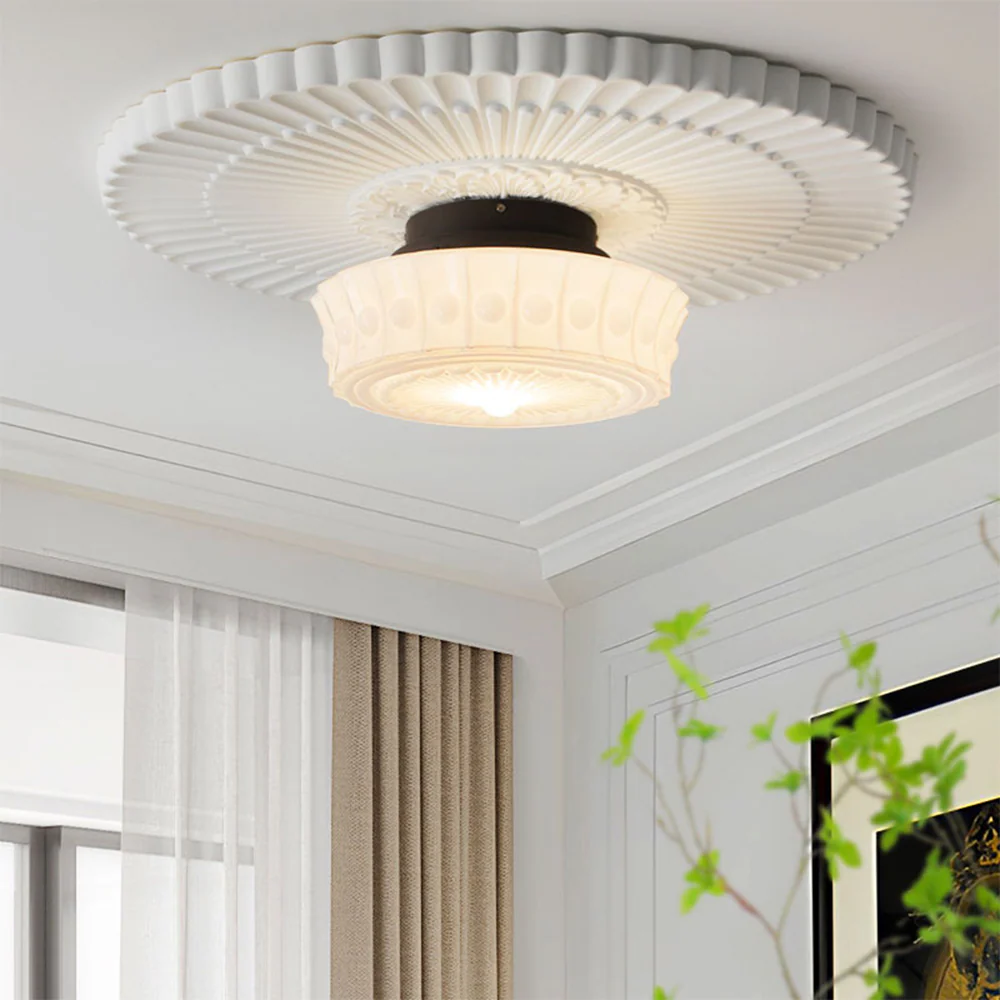 White Vintage Round Pendant Light - Image 9