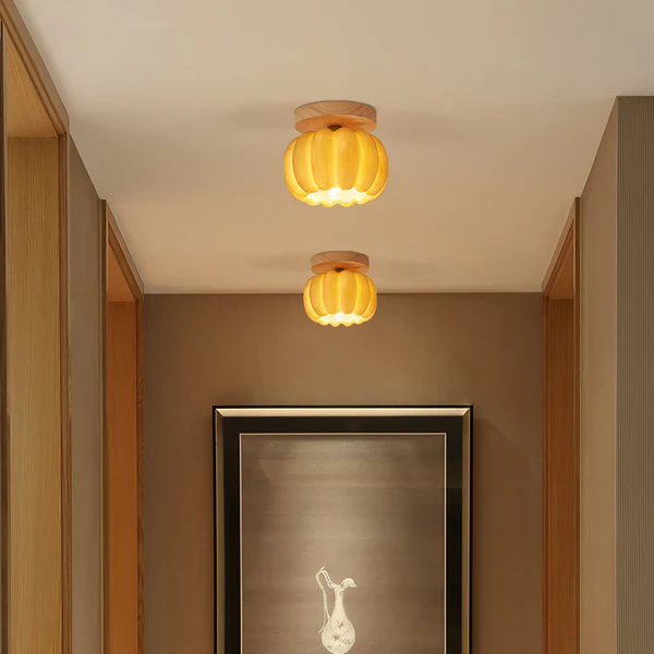 Yellow Pumpkin Ceiling Light - Image 2